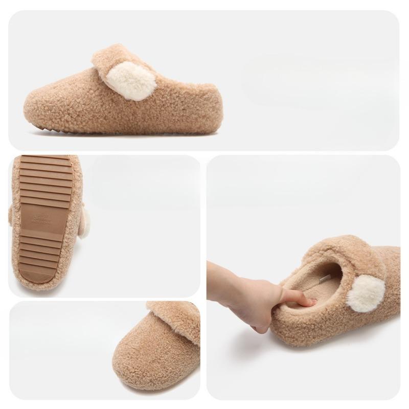 Simple Outerwear, Comfortable and Cute Home Cotton Slippers, Women's Warm and Comfortable Woolen Shoes