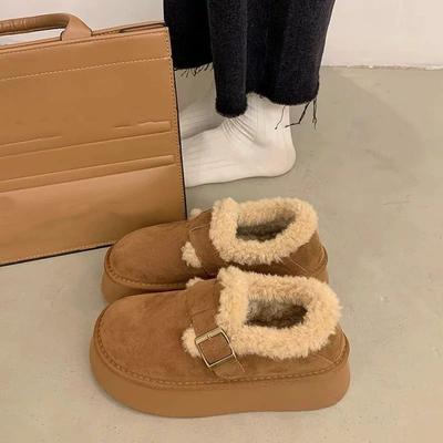 Cold-resistant Snow Boots Women's Winter Thick-soled Fashionable Versatile Velvet Thickened Warm Boken Cotton Shoes