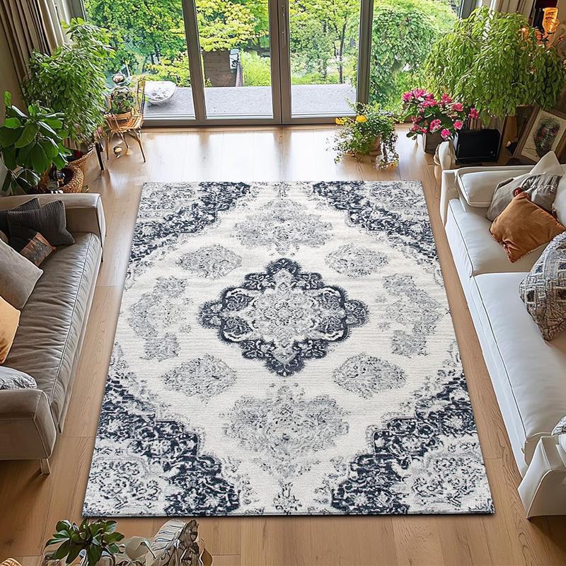 RAKKS Vintage Velvet Area Mat-Non-Slip, Soft & Durable Polyester, Retro Abstract Design,Perfect for Living Room & Bedroom Decor