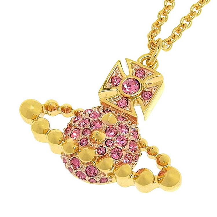

Vivienne Westwood Lena Planet Pattern Saturn Shape Pink Crystal Brass Necklace Unisex necklace Gold Pink-Diamond 6302039R02R881 Basic Packaging-Dust Bag+Box
