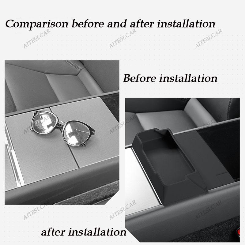 For Tesla Model 3 Y Juniper 2025 2026 Center Console Armrest Storage Box Glasses Holder Tray Case Organizer Interior Accessories