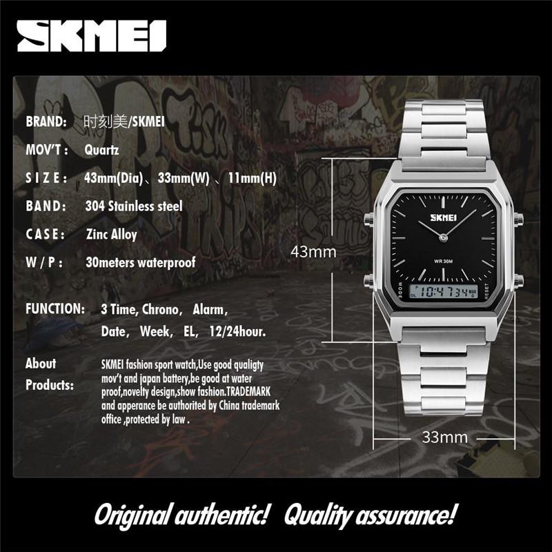 SKMEI Fashion Sport Watch Men Top Brand Luxury Dual Display Electronic Quartz Wrist Watch Male Clock