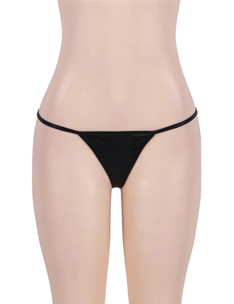 Oh Yeh Sexy Plus Extra Metallic Panty Set Women's T-Back Panties, Lingerie, Size, Small, G-String (2XL, Black)