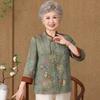 Grandma Spring 2026 Chinese Style Seven-Point Sleeve Shirt for Middle-aged Women