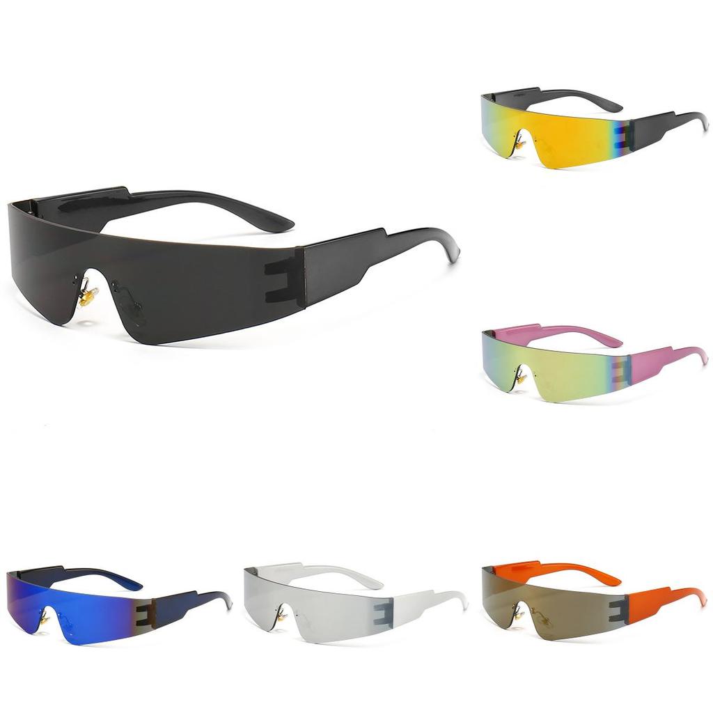 Modne okulary przeciwsłoneczne hip-hopowe Y2k Czarna oprawka Czarne soczewki UV400 Okulary przeciwsłoneczne na zewnątrz do jazdy