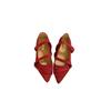 2025 spring and autumn models pointed head shallow mouth low heel single shoes women's foot ribbon retro not tired feet fashion shoes Mary Jane shoes