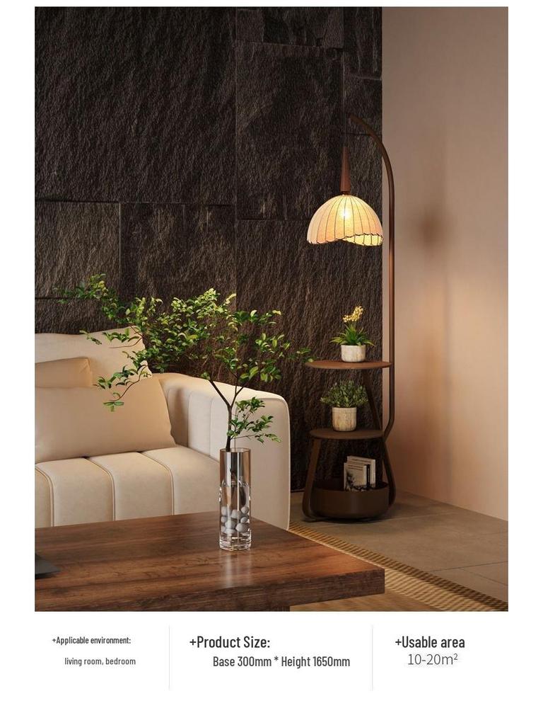 Retro Chinese-Style Floor Lamp: Dual-Use Bedside/Side Table Fishing Lamp for Living Room or Bedroom Ambiance