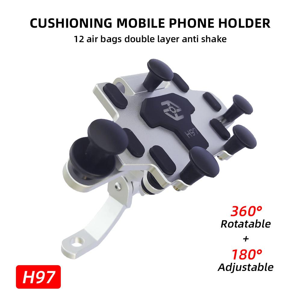 

Upgraded Alloy 360°+180° Rotating Adjustable Shock-Absorbing Phone Holder for Motorcycle Bicycle Mobile Phone Navigation Bracket