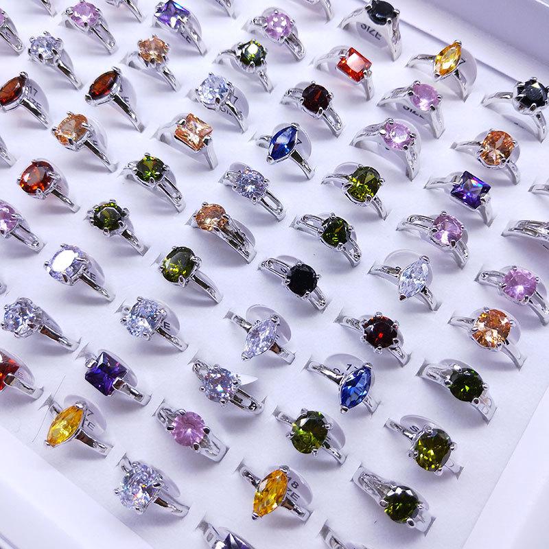 10 Pcs Simple Fashion  Zircon Crystal Ring Jewelry Ladies  Allry Rings