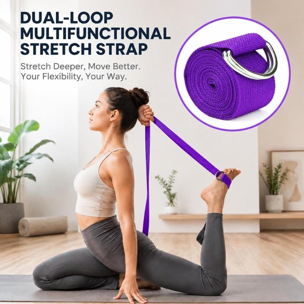 with Metal D Ring Buckle Adjustable Stretch Strap 183*3.8cm Fitness Belt Sports Stretching