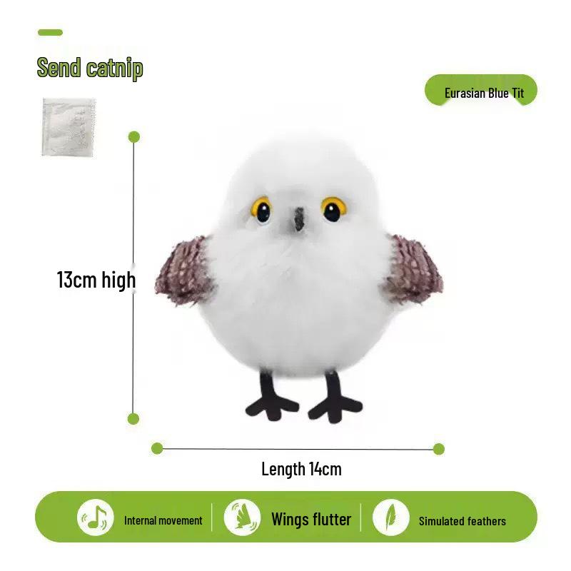 Plush Electric Flapping Bird Cat Toy with Sound and Automatic Motion