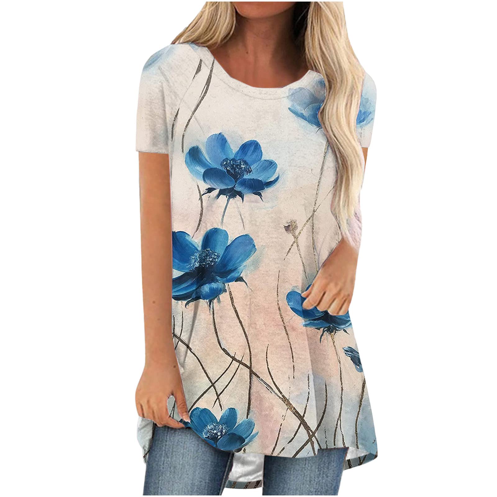 

Colourful Floral Flower 3D Print Long T-Shirts Women Streetwear Short Sleeve T Shirt Oversized Y2K Tops Tees Girl Woman Clothing S