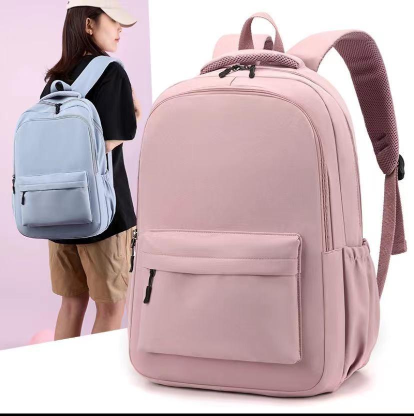 Student Color Solid Backpack With Arcshaped Straps Breathable Gift Schoolbag