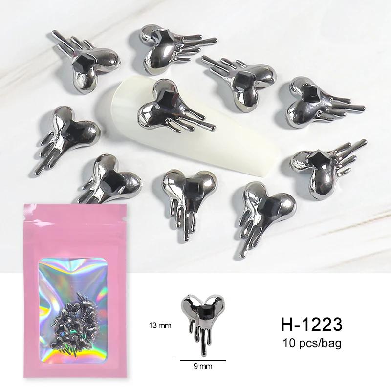 Alloy Skull Nail Charms Retro Halloween Decals Ornaments 3D Ghost Silver Classic Jewelry Nails Art Design Manicure Accessories
