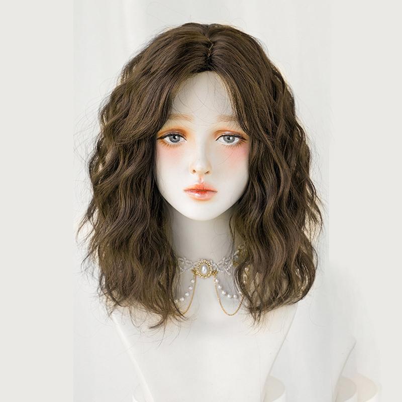 

Парик из термостойкого синтетического волокна для женщин - естественный вид, волнистый боб средней длины, молодой вид, легкий и удобный 42cm 16 inch кофейный