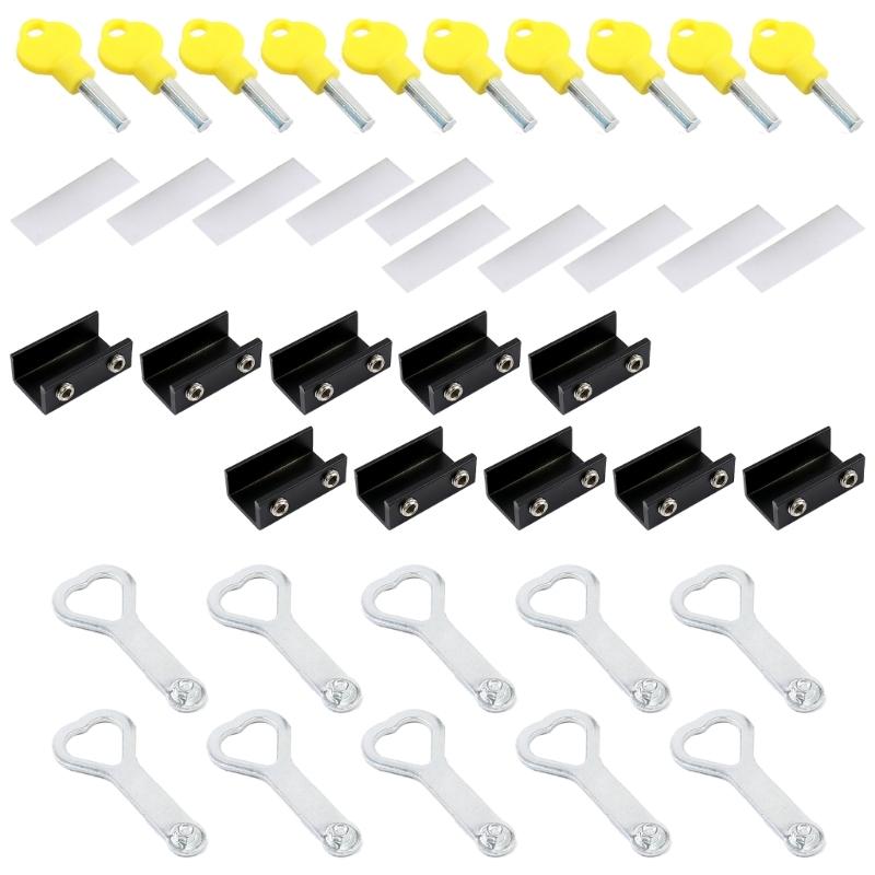 10Pcs Aluminum Alloy Window Stoppers Sliding Window Antitheft lock with Key Sliding Door Frame Restrictor Security Lock