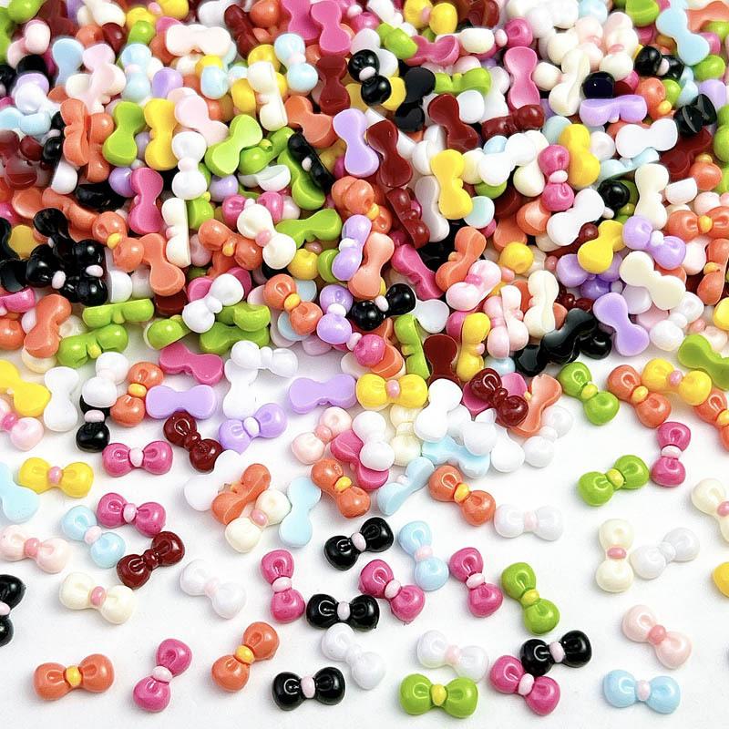 New Resin kt Bowknot 10*5mm Colorful Nail Art Accessories Nail Phone Case Hairpin Decoration DIY