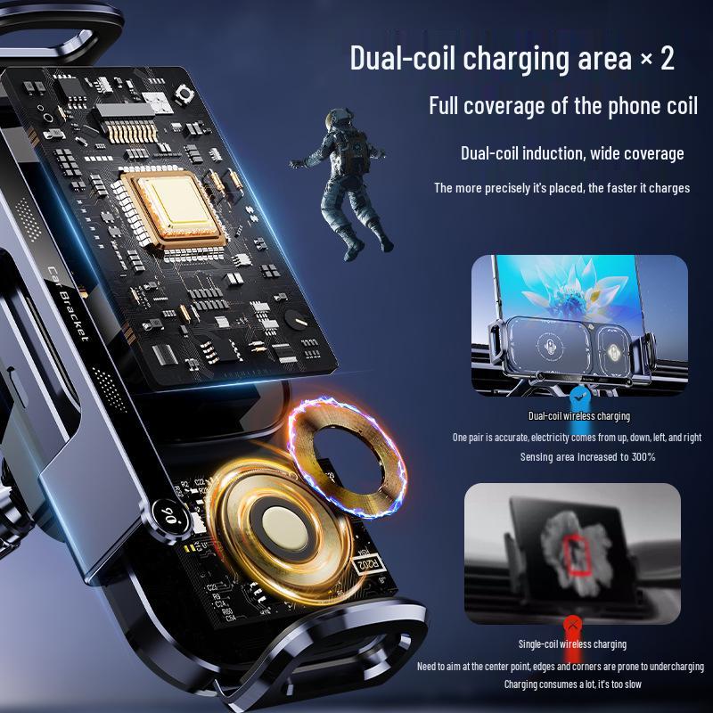 Foldable Wireless Fast Charging Car Phone Holder & Universal Interior Charger