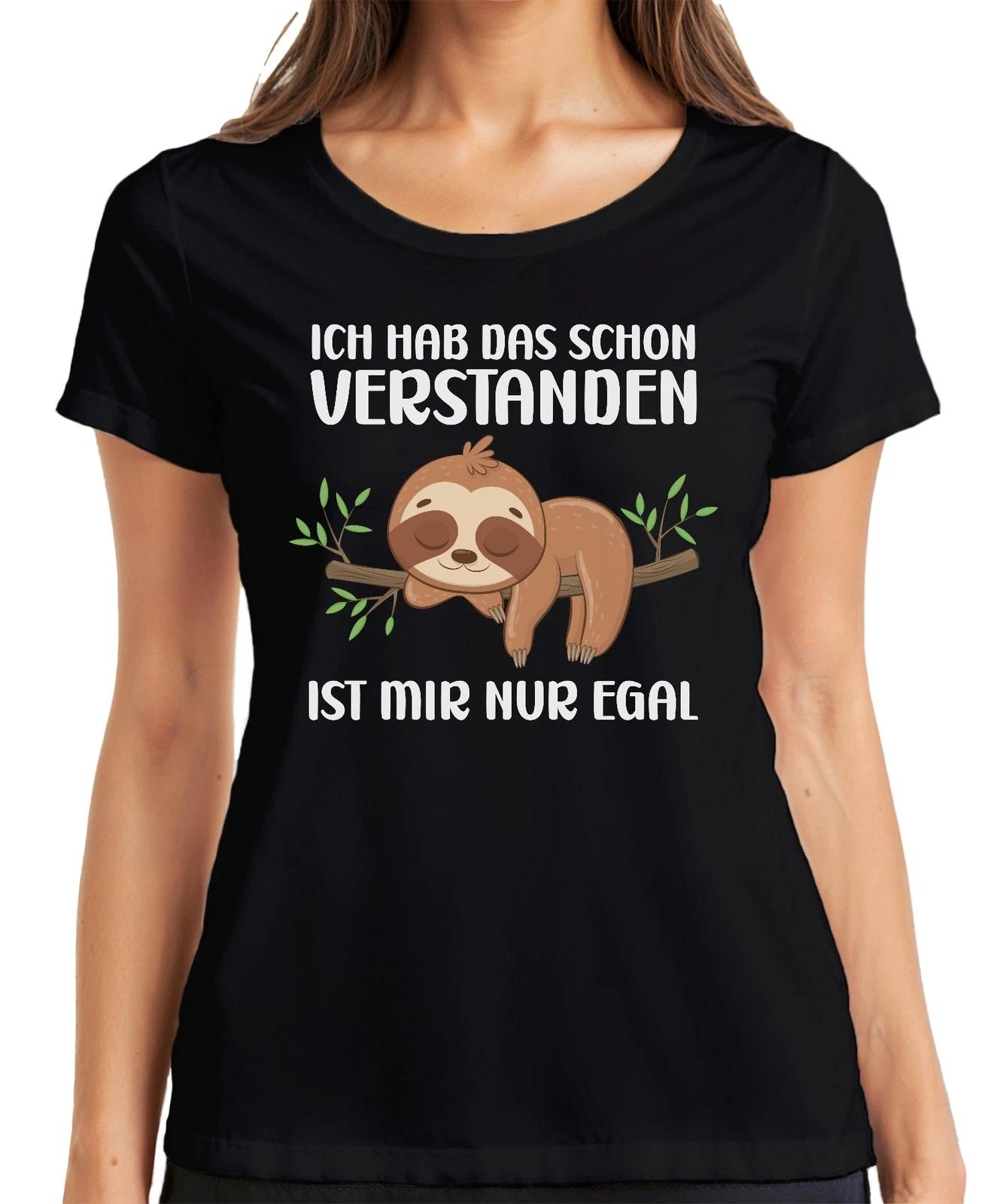 Verstanden ist mir egal faultier schlafen Lustiger Spruch Ironie Damen T-Shirt XXXXL