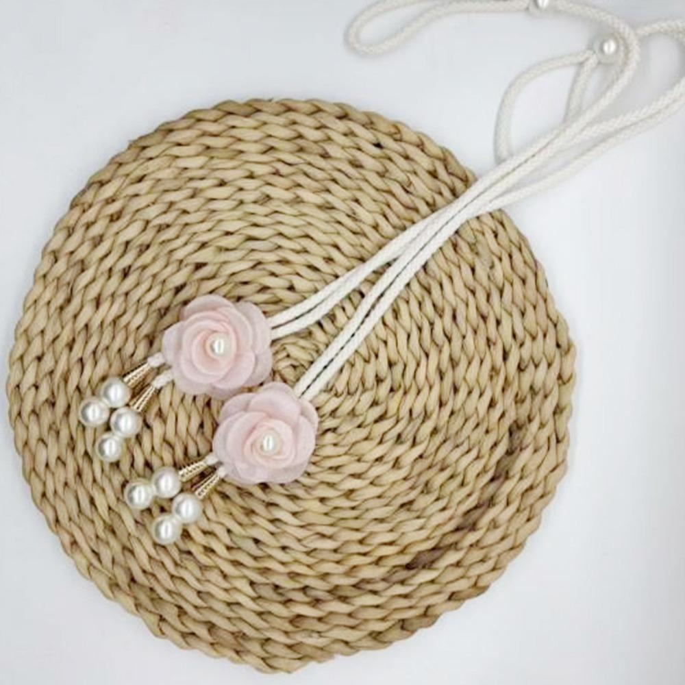 2PCS Adjustable Pearl Curtain Buckle Beautifully Curtains Tie Rope Camellia Curtain Tieback  Home