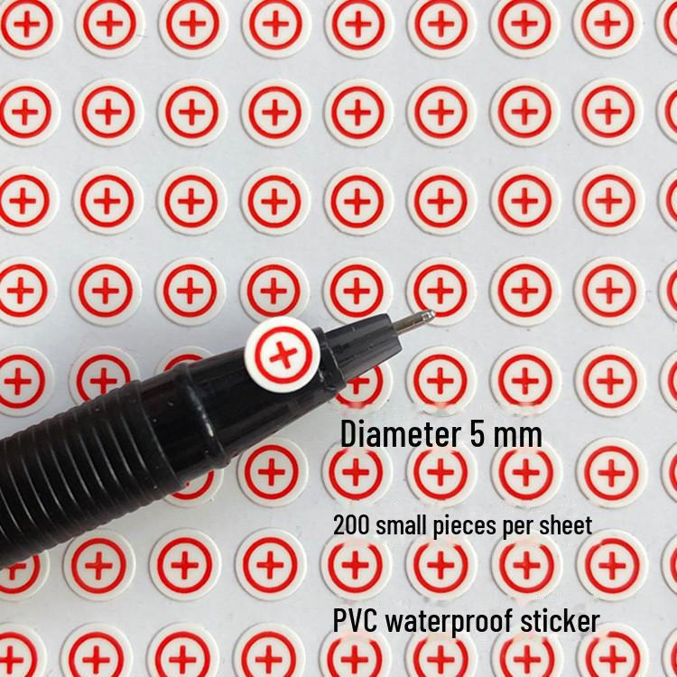 5mm PVC Electrical Polarity Label Stickers, Red/Blue, 200 Per Sheet