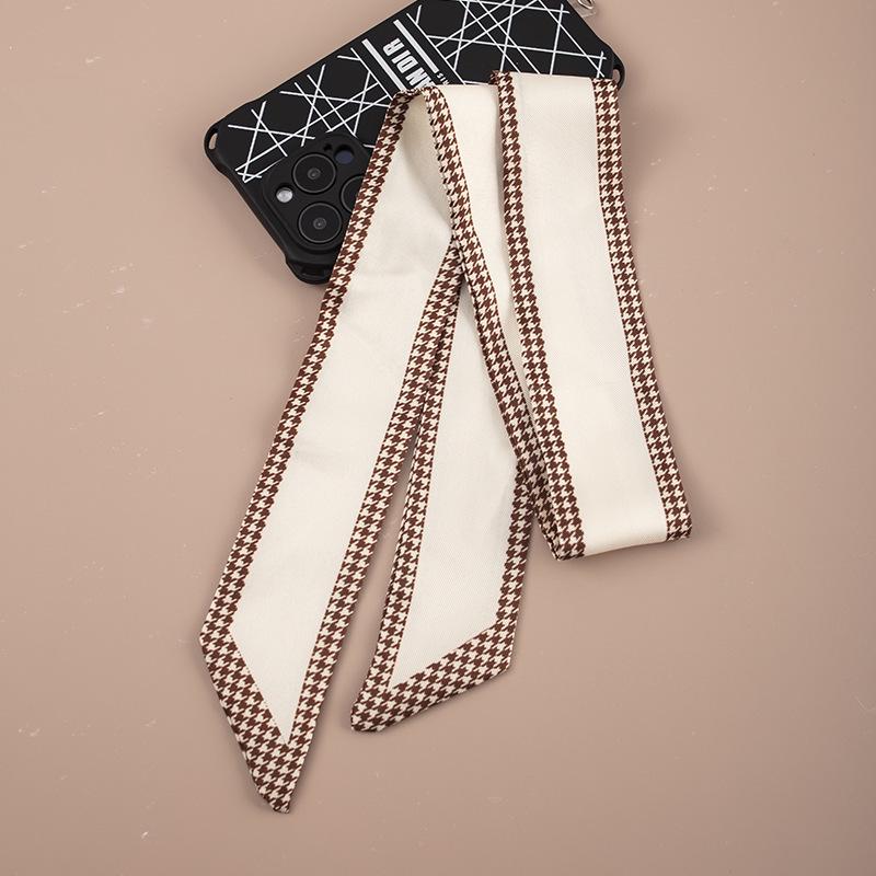 Houndstooth Scarf: Elegant Polyester Ribbon for Bag or Hair Decoration with a Fashionable Flair.