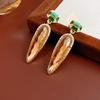 Vintage Water Drop Earrings for Woemn Inlaid with Zircon Oil Drop Square Drop Earring High-end Retro Exaggerated Zircon