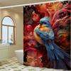 Vintage Birds In Jungle Flowers Canvas Painting Simple Bathroom Shower Curtain Partition Dry Can Be Scrubable Light Opaque Bath