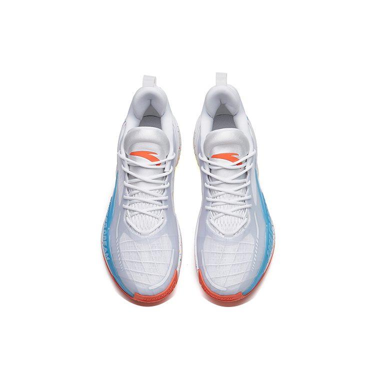 Anta Light Horseman 3 Cushioning Slip Resistant Mid top Basketball Shoes Men's White Blue 112221608-4