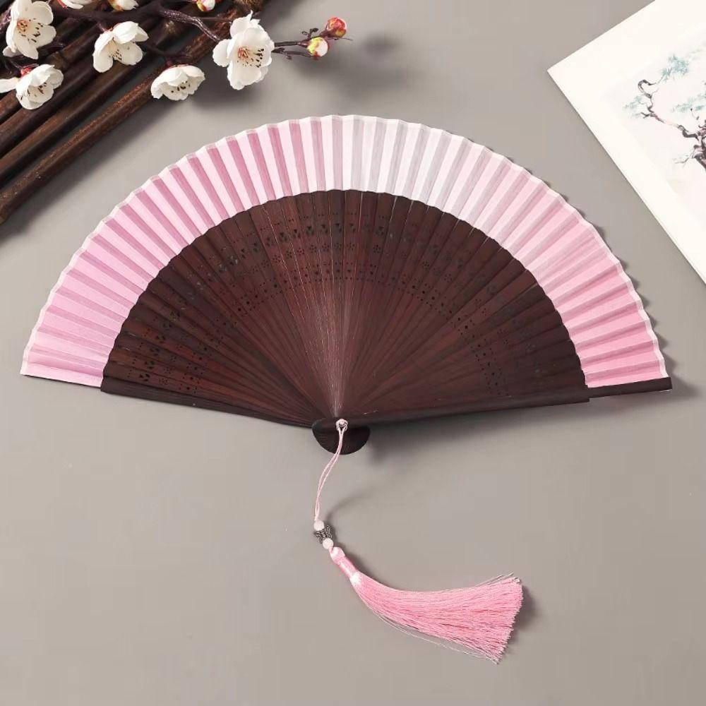 Portable Retro Hand Fan Hollow Carving Dance Fan Bamboo Folding Fan  Dance Performance