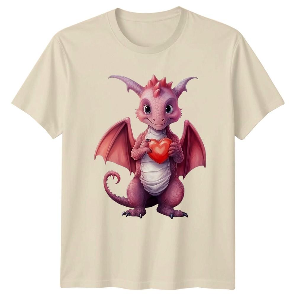 Baby Dragon Holding Heart Unisex TShirt Graphic Tee