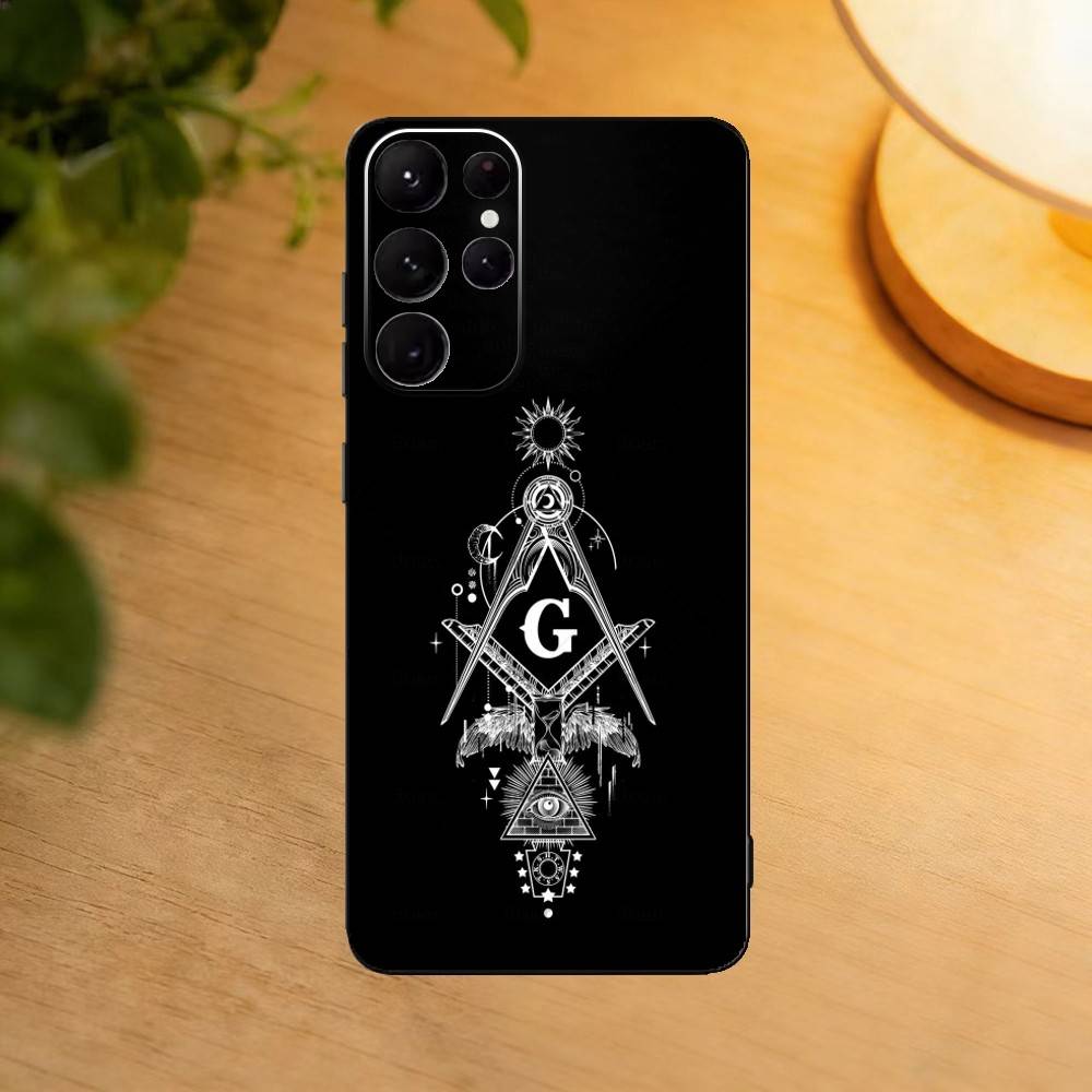 Freemasonry Symbol Phone Case For Samsung S25,24,23,22,30,21,10,9,Ultra,Plus,Lite Soft Black Case