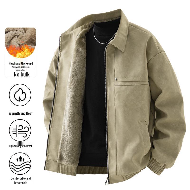 Herren Retro Lederjacke mit Samtfutter - Braun