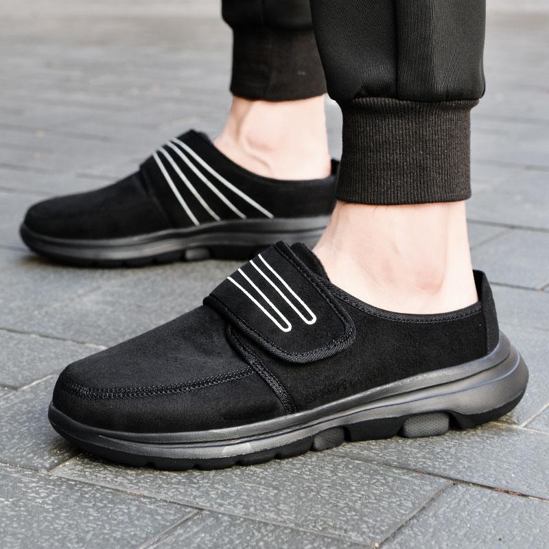 Erkek Günlük Ayakkabılar peluş Kış Sıcak Peluş Unisex Kadın Ayakkabıları Kumaş Yürüyüş Yarım Terlik İç Mekan Dış Mekan erkek ayakkabıları