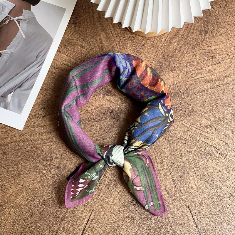 Silk Scarf Neck Small Square Scarf High Sense Summer New Thin Shirt Small Scarf Scarf Shawl Headscarf Headband