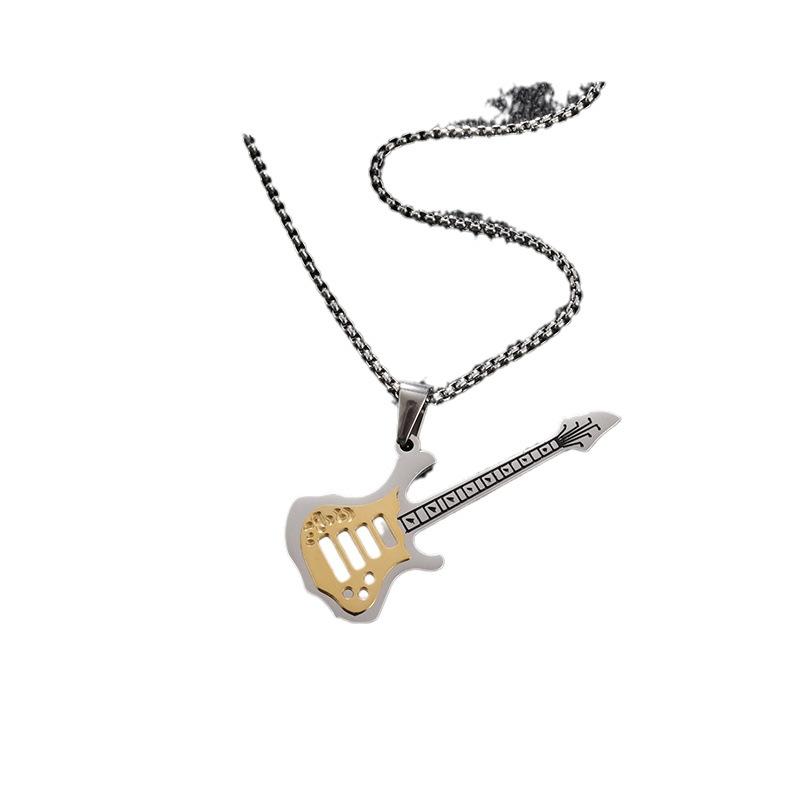 Exquisite High Quality Stainless Steel Electric Guitar Shape Pendant Necklace Men and Women Music Love Rock Jewelry