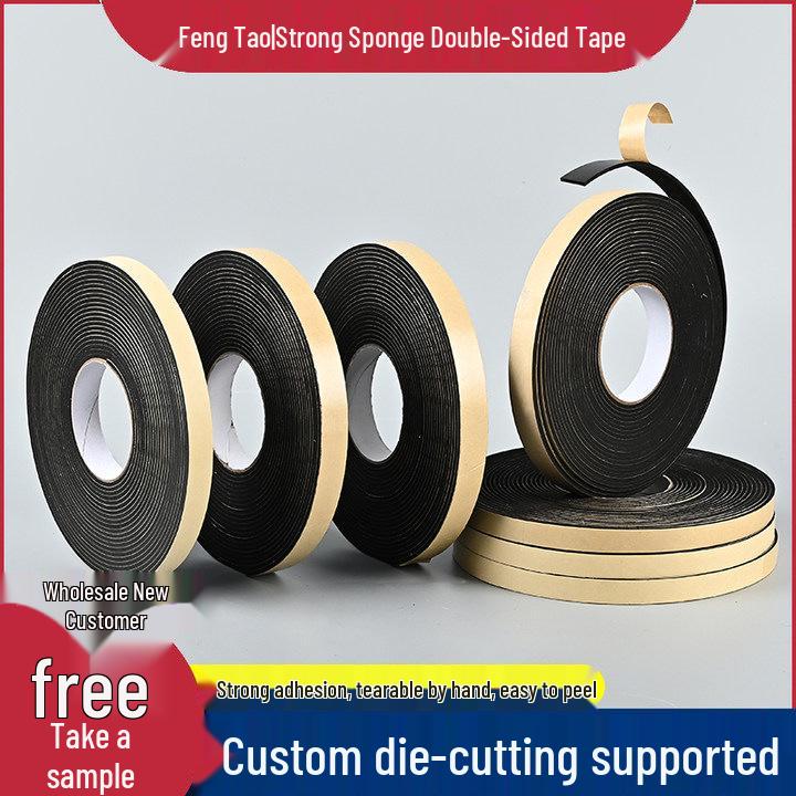 Black EVA Double-Sided Foam Tape for Soundproofing and Shockproof Sealing Black Single-Sided 4mm Thick, 10mm Wide, 5m Long