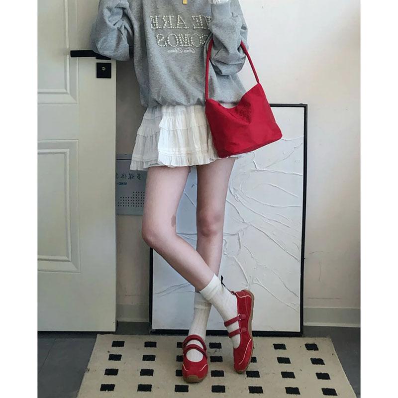 Sheepskin Inner Height Increase 4cm Retro Red Shoes Mary Jane Shoes Women's Velcro Casual Moral Training Shoes Versatile Single Shoes
