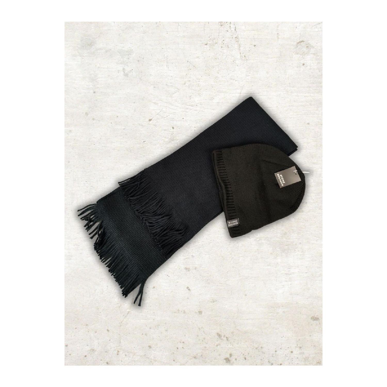 

Unisex Kashmir Knitting Knitwear Scarf And Knitted Beanie Set Black Standart чорний
