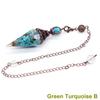 Antique Silver Seven Chakra Crystal Pendulum with Semi-Precious Chips and Resin Hexagonal Cone Pendant