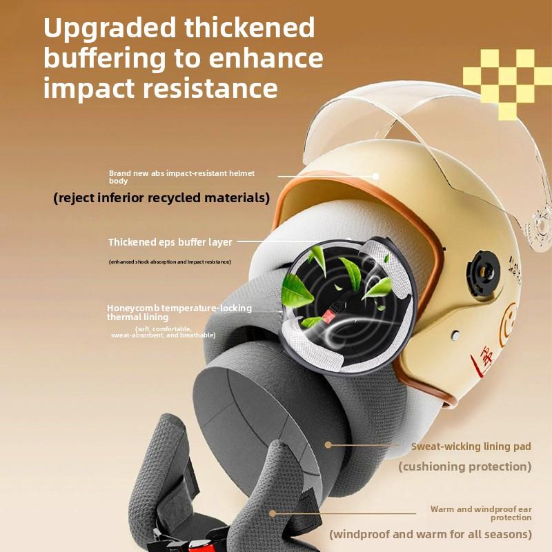 Women's Electric Vehicle Helmet Winter Thermal Helmet Double Four-season Universal Battery Motorcycle Half Helmet