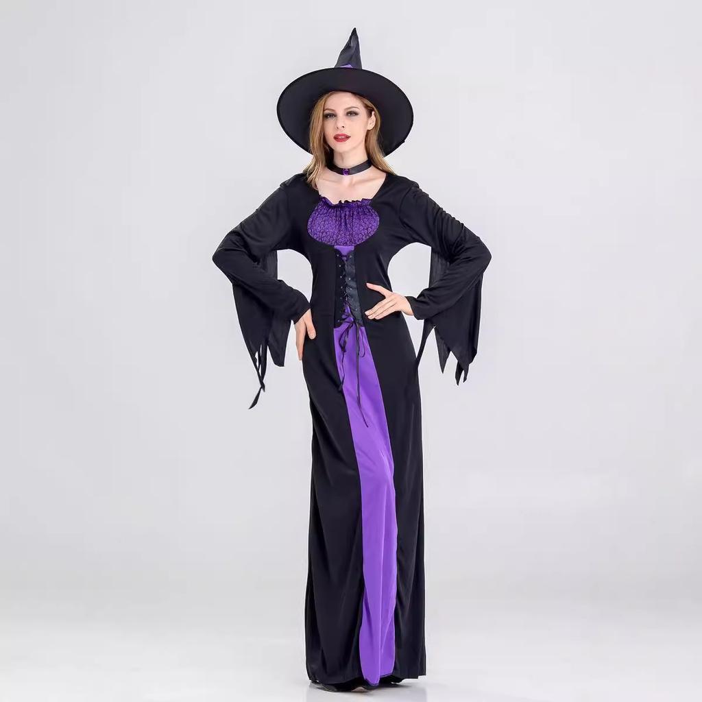 Cosplay Halloween, witch costume European and American cosplay purple witch dress cosplay holiday party costume