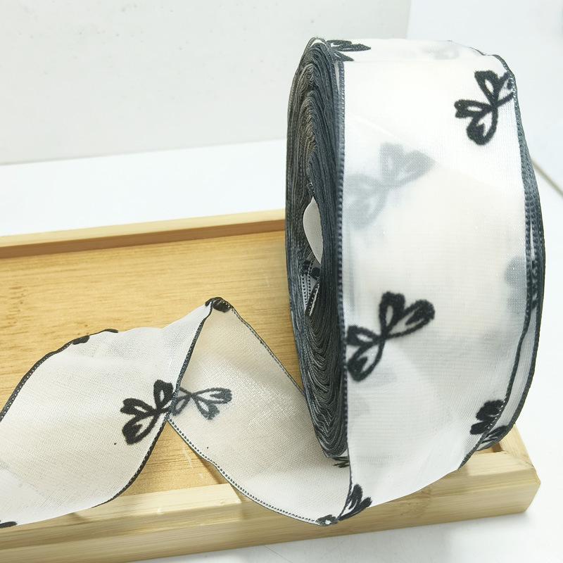Flocked Snow Gauze Ribbon for DIY Bows, Floral Arrangements, Gift Wrapping, and Hair Accessories
