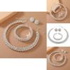 Silver Water Diamond Necklace Earrings And Bracelet Set With Geometric Style For Brides