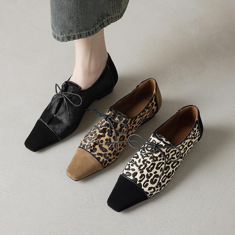 Fashion 2025 New Spring Women Loafers Square Toe Chunky Heel Shoes Genuine Leather Shoes for Women Slip-on Women Pumps Horsehair Shoes