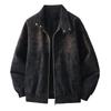Men's Trendy Retro Tie-Dye Stand Collar PU Leather Jacket - Autumn Casual Outerwear