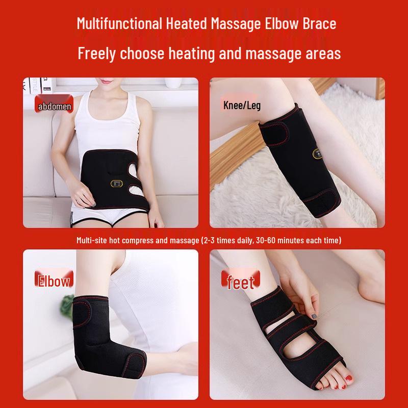 Electric Heated Mugwort Moxibustion Massage Elbow & Neck Protector - Therapeutic Arm Sleeve for Men and Women, Rechargeable