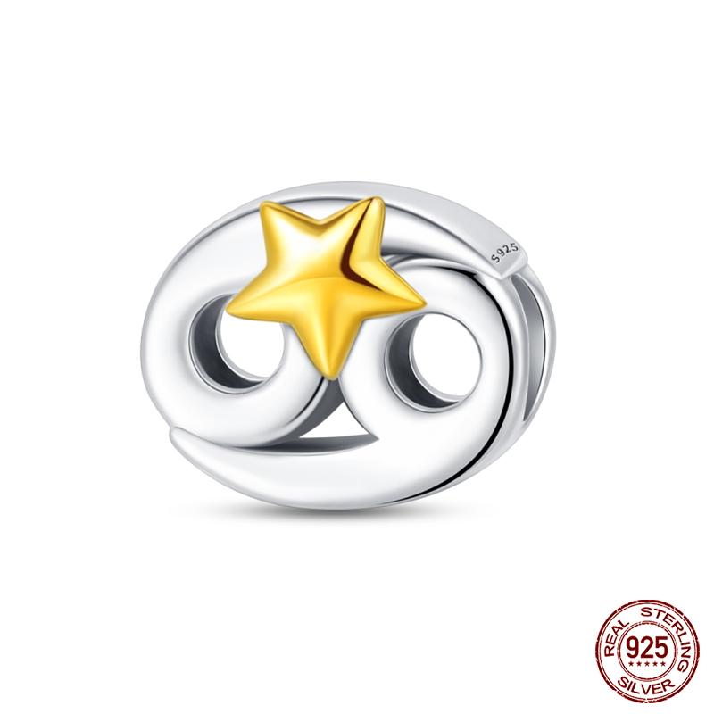 Copper 12 Constellations Charms Golden Star Zodiac Beads Fit Qikaola Original Bracelets Diy Birthday Jewelry Gifts