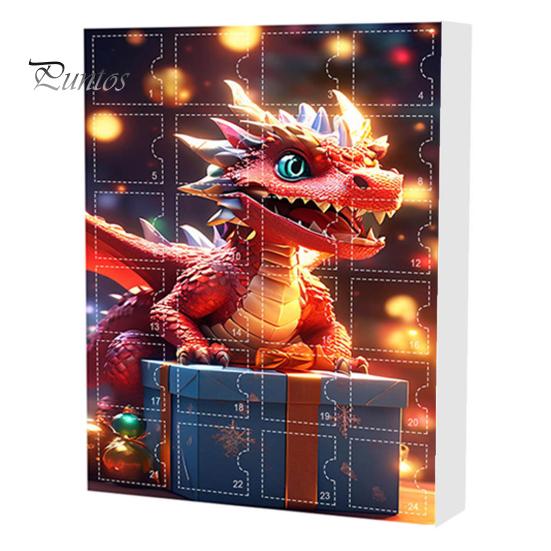 

Адвент-календарь с драконом, 24-дневный рождественский календарь обратного отсчета, внутри акриловый мультяшный дракончик, подвесное украшение для детей, рождественское веселье D