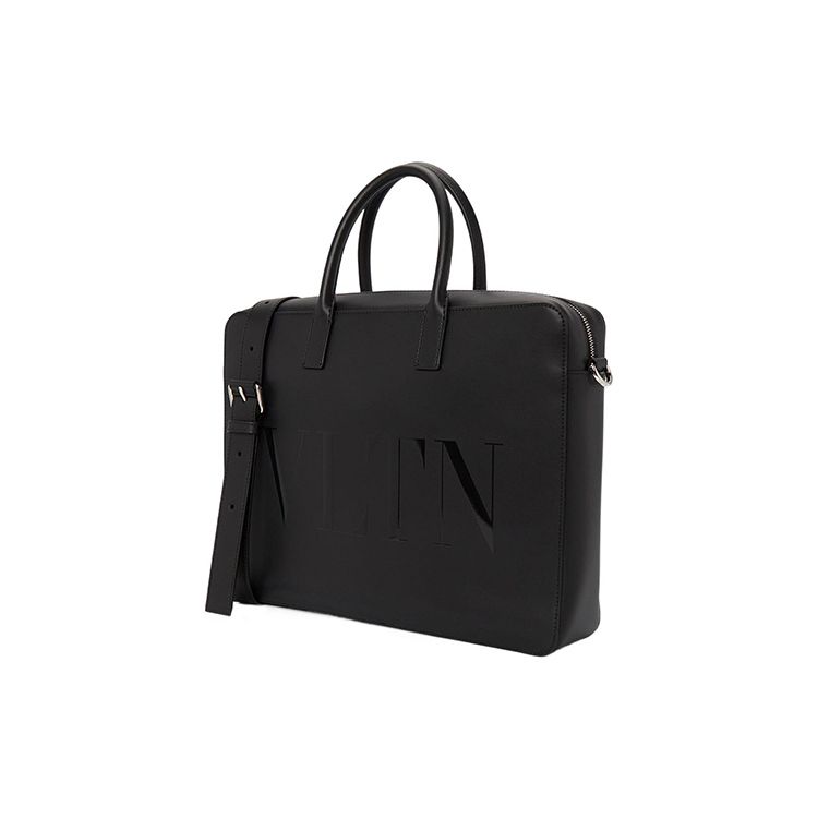 Valentino VLTN Adjustable Detachable Shoulder Strap Zipper Leather Handheld Shoulder Crossbody Briefcase Men bags Black 1Y2B0B74GUI-0NO